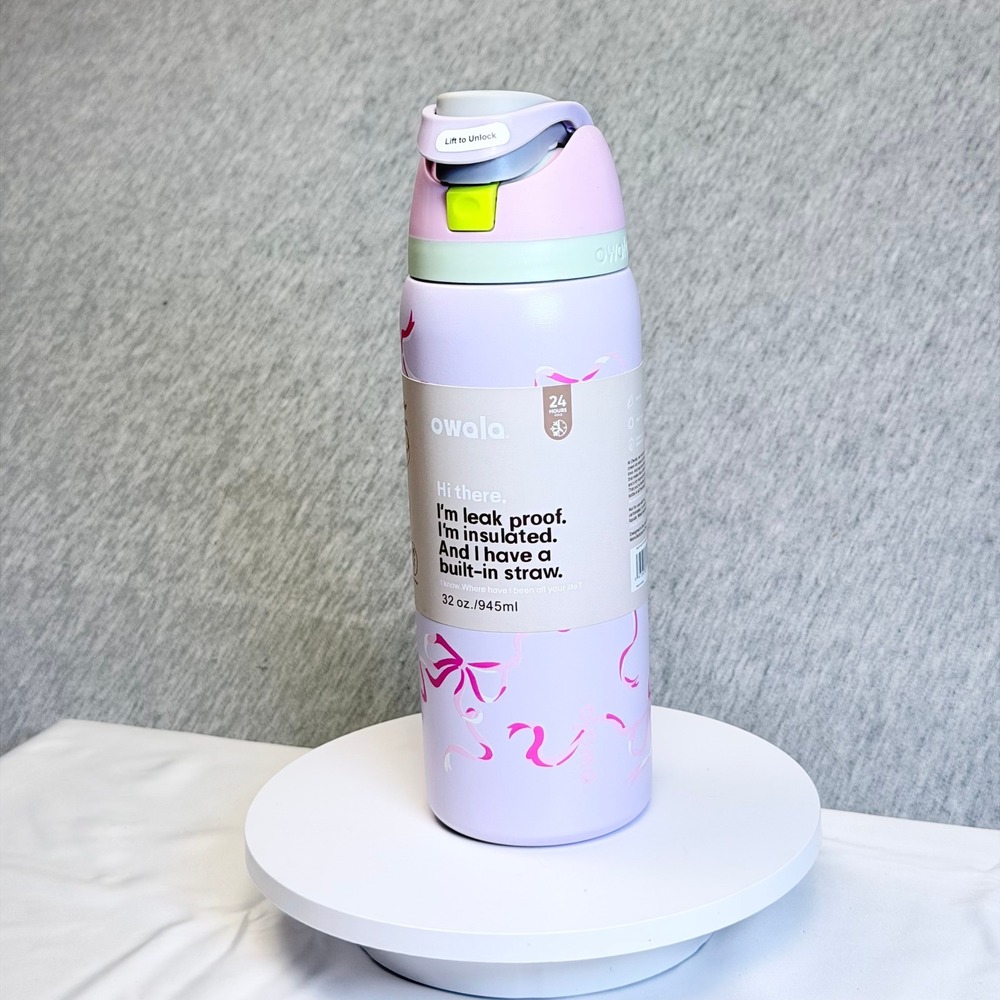 Owala FreeSip 32oz Dancing Queen Pink Bows Insulated Stainless Steel Bottle